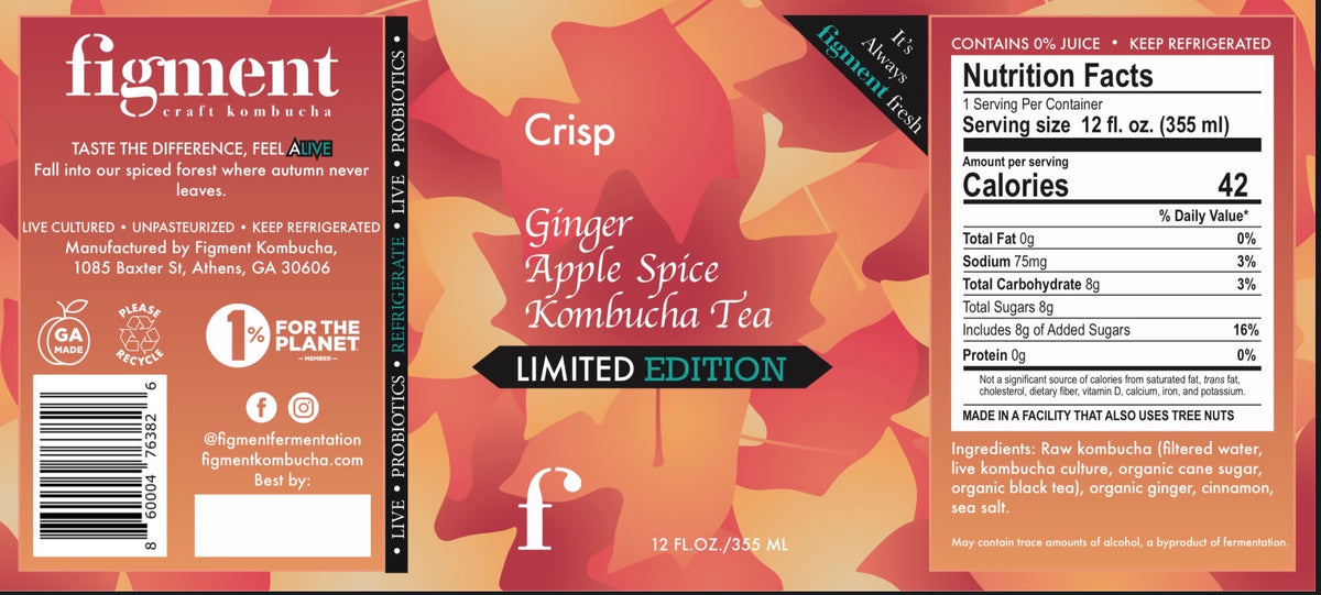 LIMITED RELEASE "Crisp" Ginger Apple Spice Kombucha